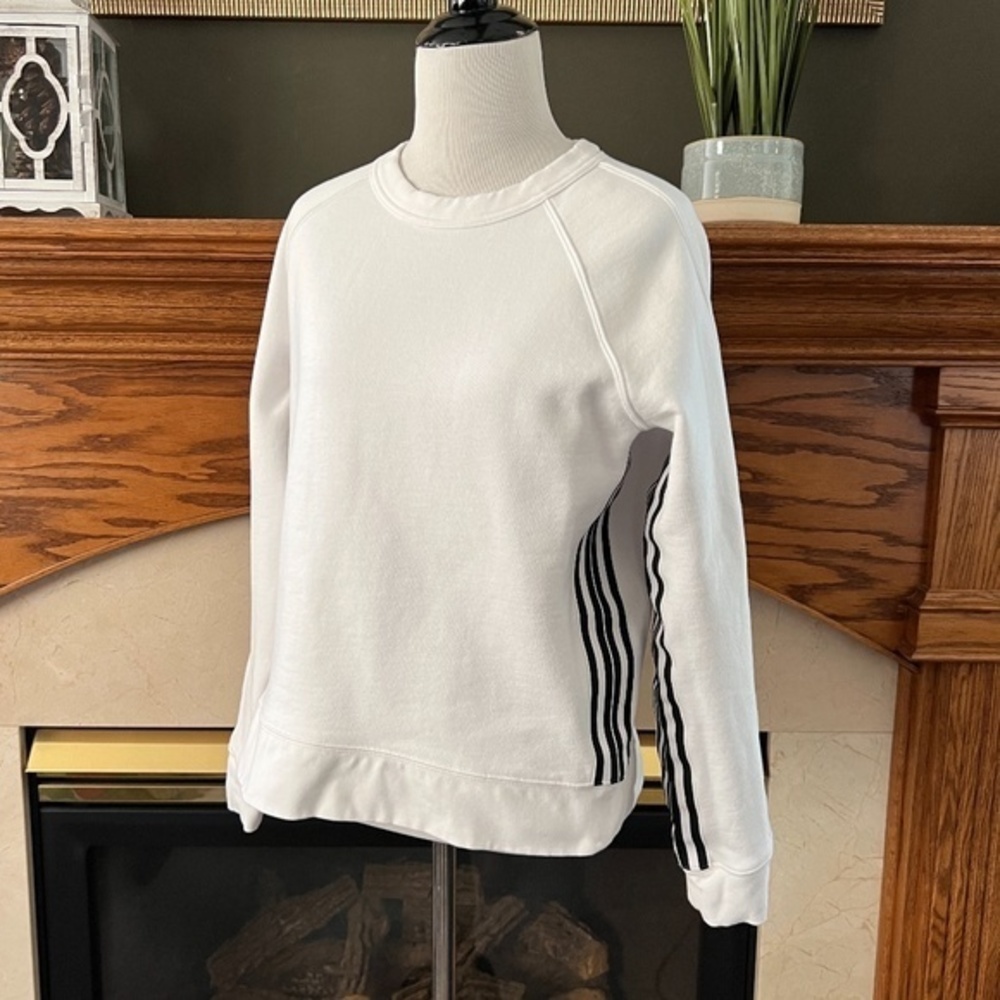 Athleta Cropped 24/7 Racer‎ Striped Fleece Sweatshirt Sz. S